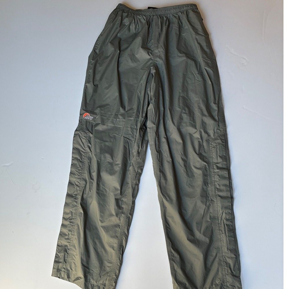 Lowe Alpine Womens Size 10 Olive Green Rain Hiking Pants Ripstop Mesh Lined Camp